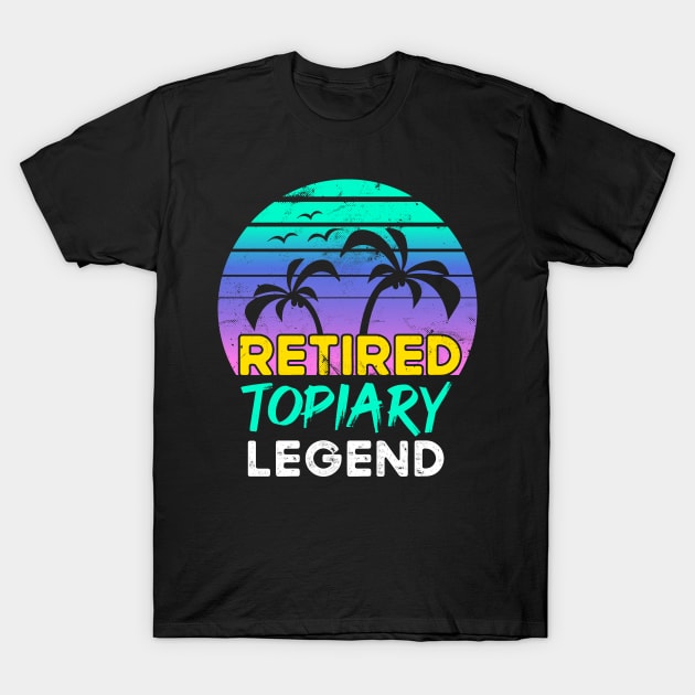 Retired Topiary Legend Retirement Gift 80's Retro T-Shirt by qwertydesigns